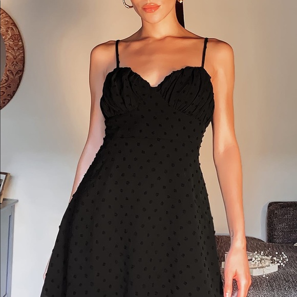 NWT Lulus Black Swiss Dot Mini Dress - Picture 1 of 11